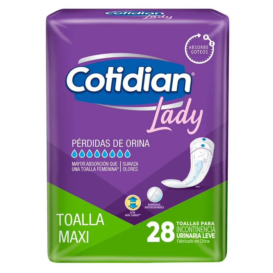 Toallas Higiénicas Cotidian Lady Maxi Inconteniencia Leve 28 un