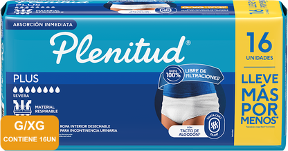 Pants Plenitud Plus Ropa Interior Desechable Talla G/XG 16un