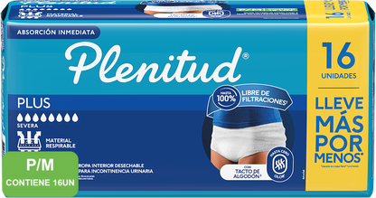 Pants Plenitud Plus Ropa Interior Desechable Talla P/M 16un