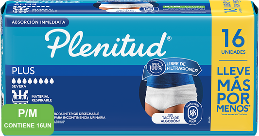 Pants Plenitud Plus Ropa Interior Desechable Talla P/M 16un