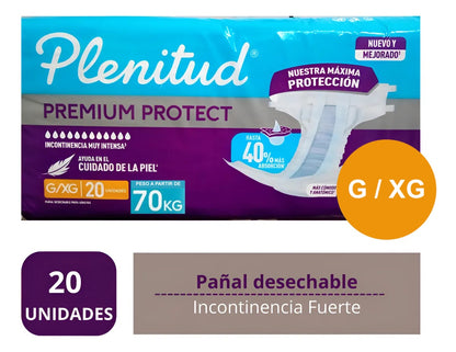Pañal Adulto Plenitud Protect G/XG 20 Unidades | Máxima Protección