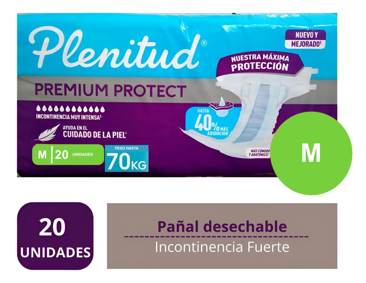 Pañal Adulto Plenitud Protect M 20 Unidades | Máxima Protección