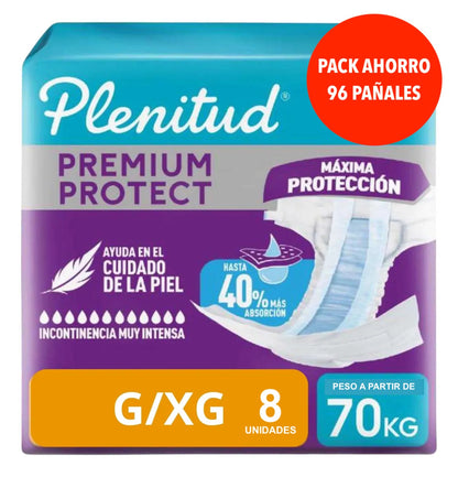 Pañal Adulto Plenitud Protect G/XG Máxima Protección | Pack 96 Unidades